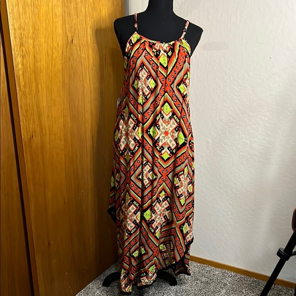 Geometric Print Maxi Dress - Multicolor